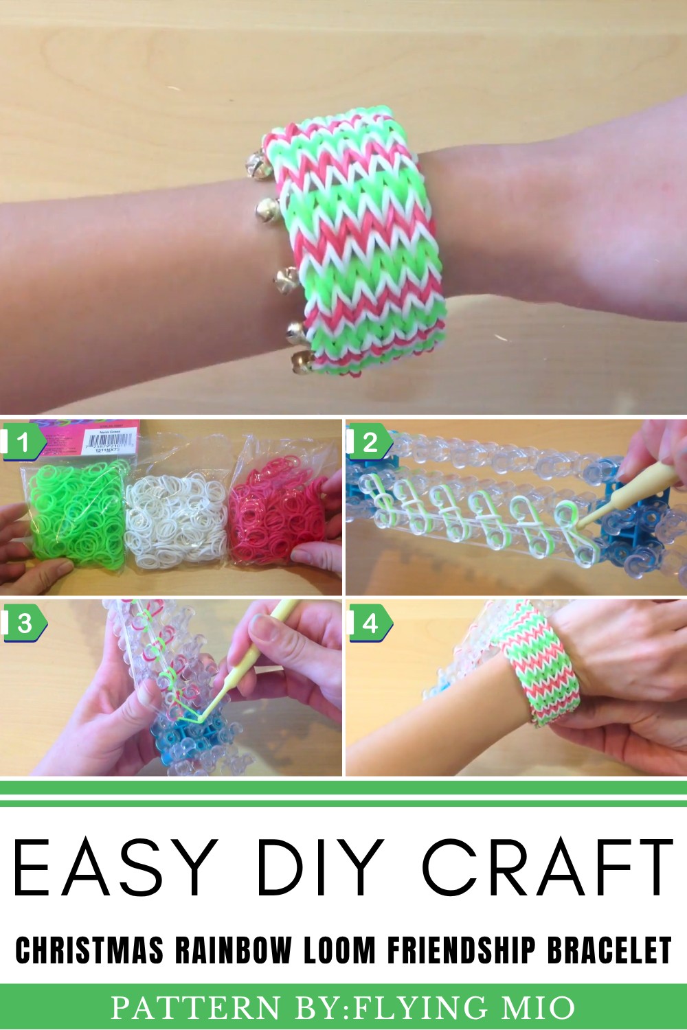 Christmas Rainbow Loom friendship bracelet Holiday tutorial