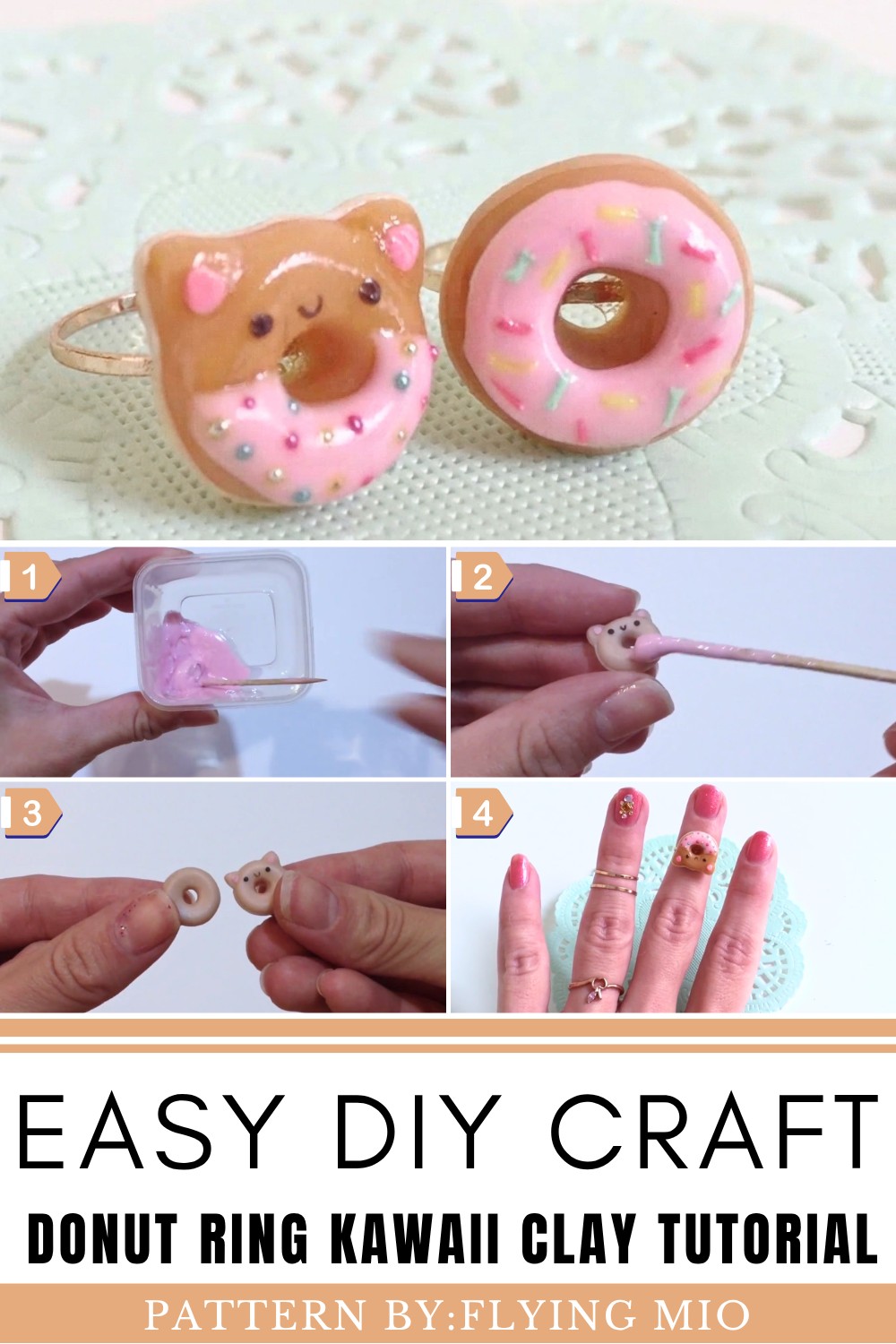 DIY Donut Ring Kawaii Clay Tutorial