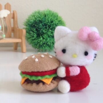 DIY Hello Kitty & Burger Plush Needle Felt Tutorial 1