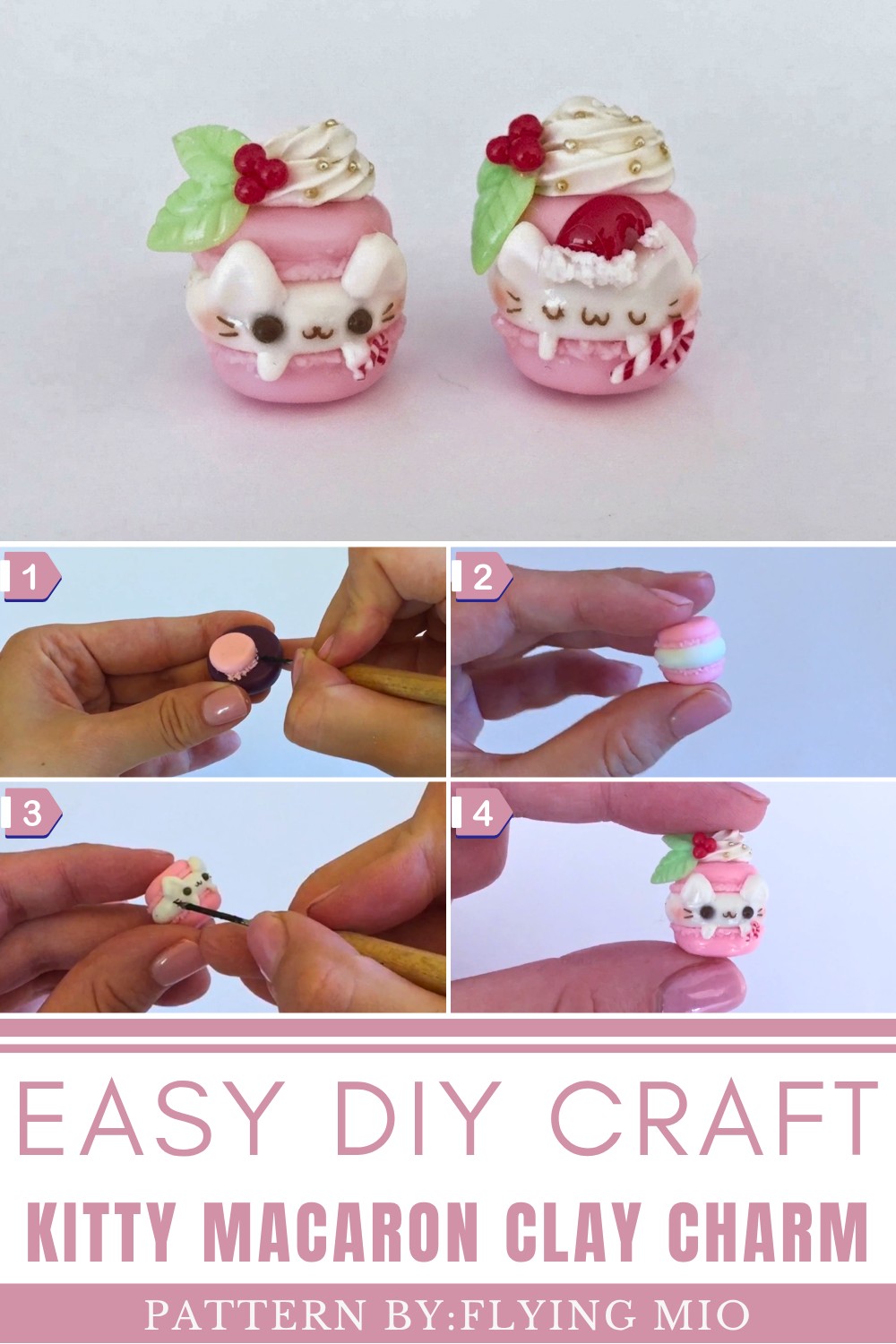 DIY Kitty Macaron Clay Charm