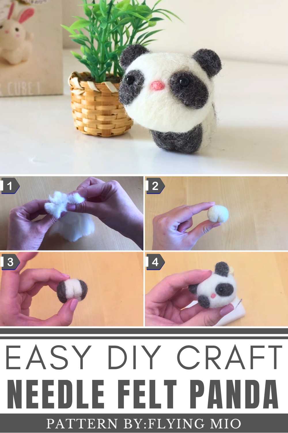 DIY Needle Felt Panda Tutorial