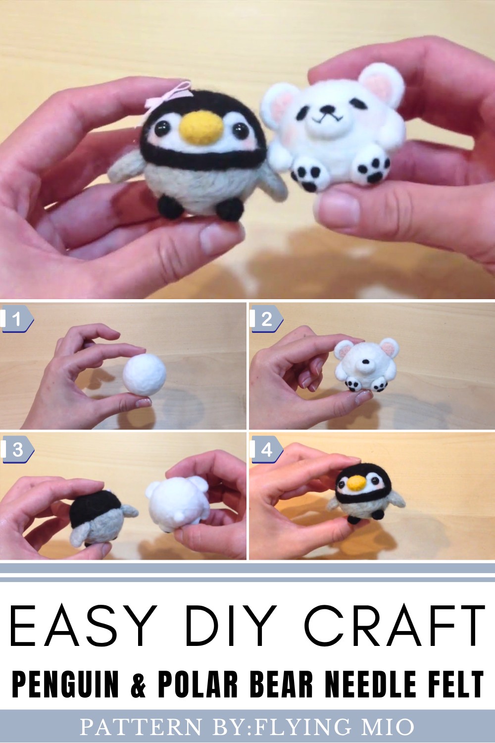 DIY Penguin & Polar Bear Needle Felt Tutorial