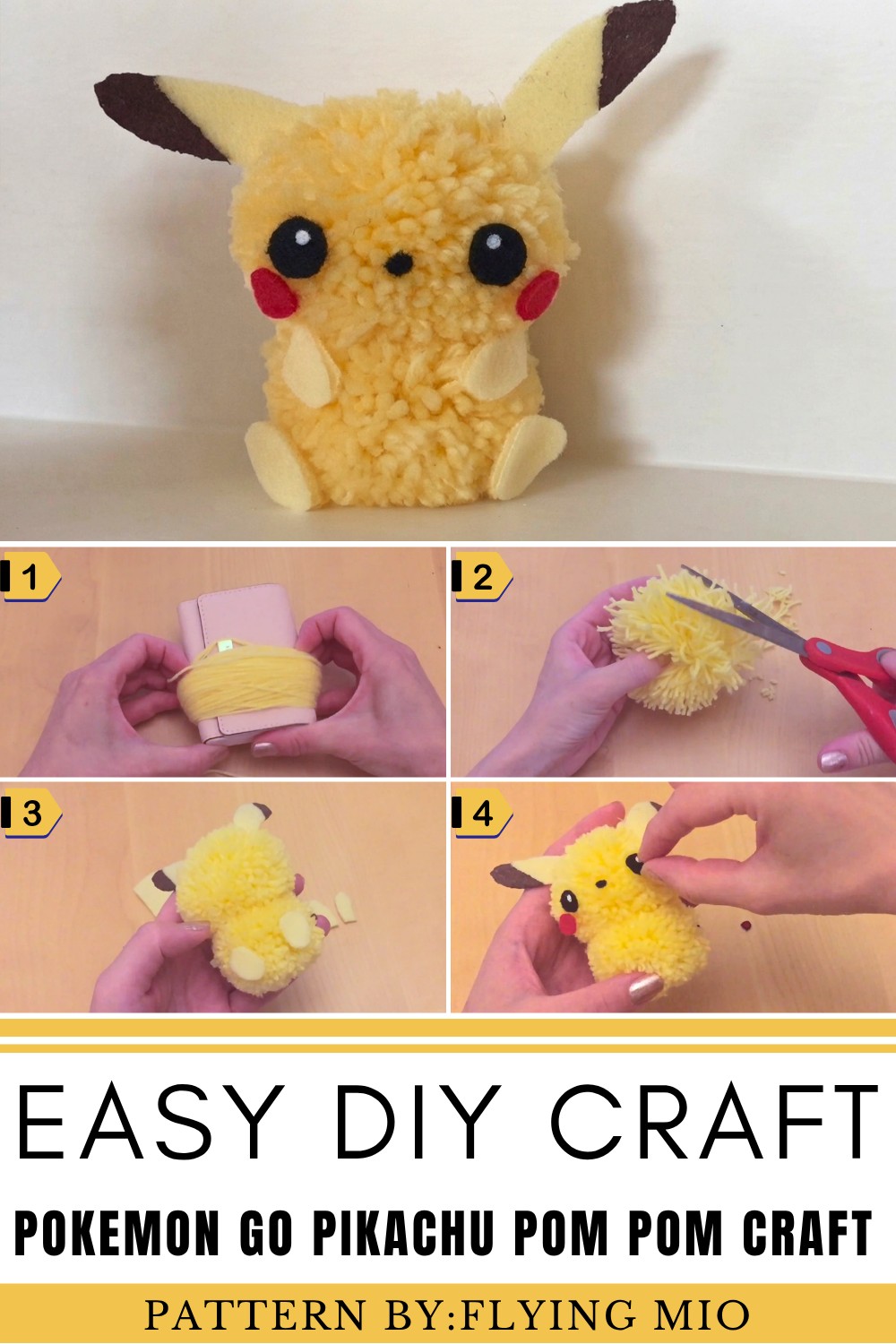 DIY Pokemon GO Pikachu Pom Pom Craft