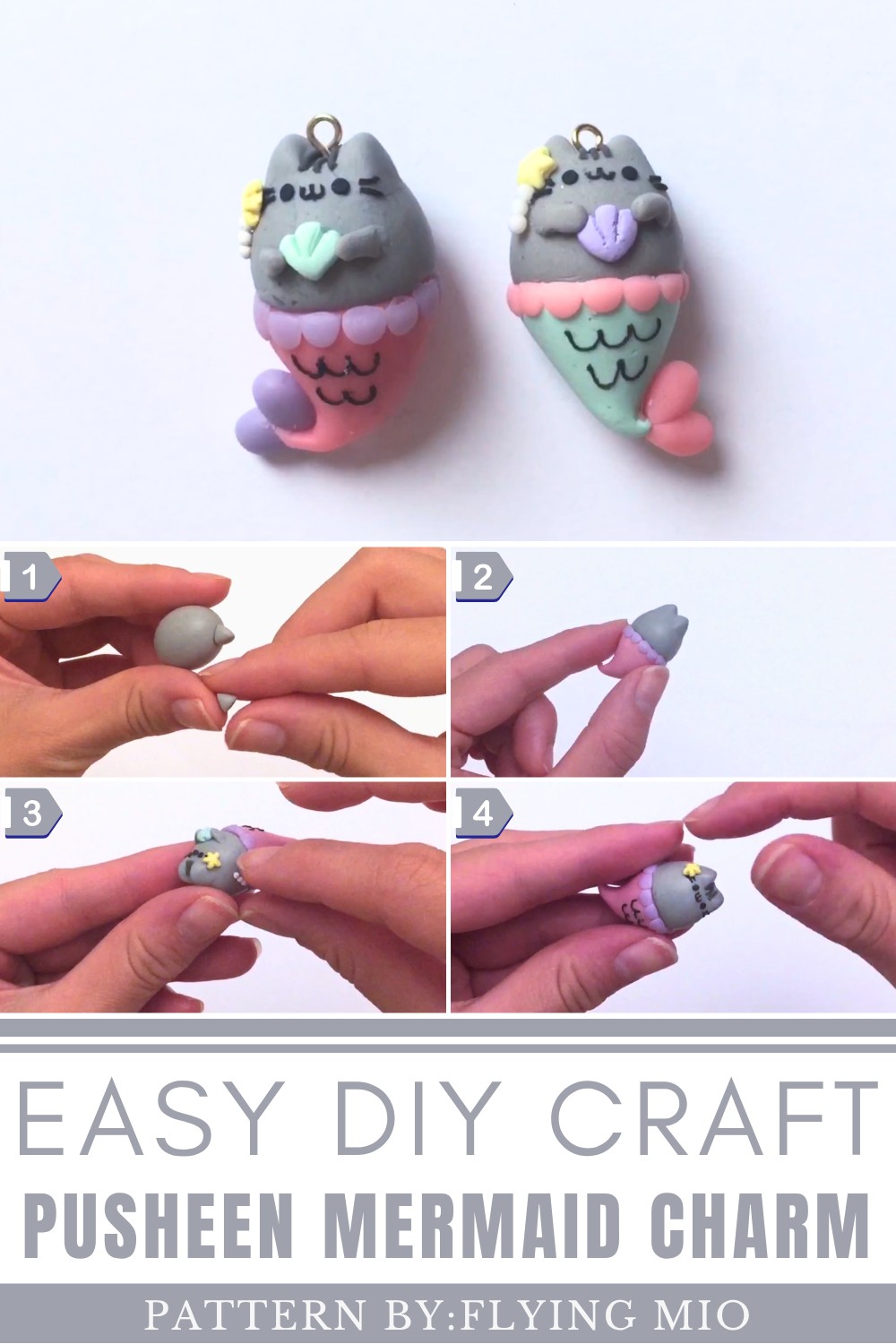 DIY Pusheen Mermaid Charm