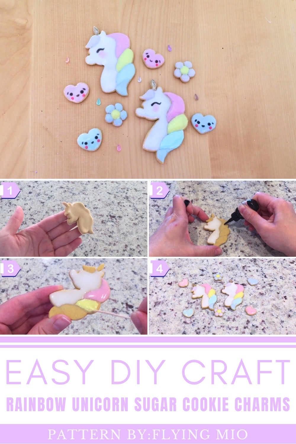 DIY Rainbow Unicorn Sugar cookie charms