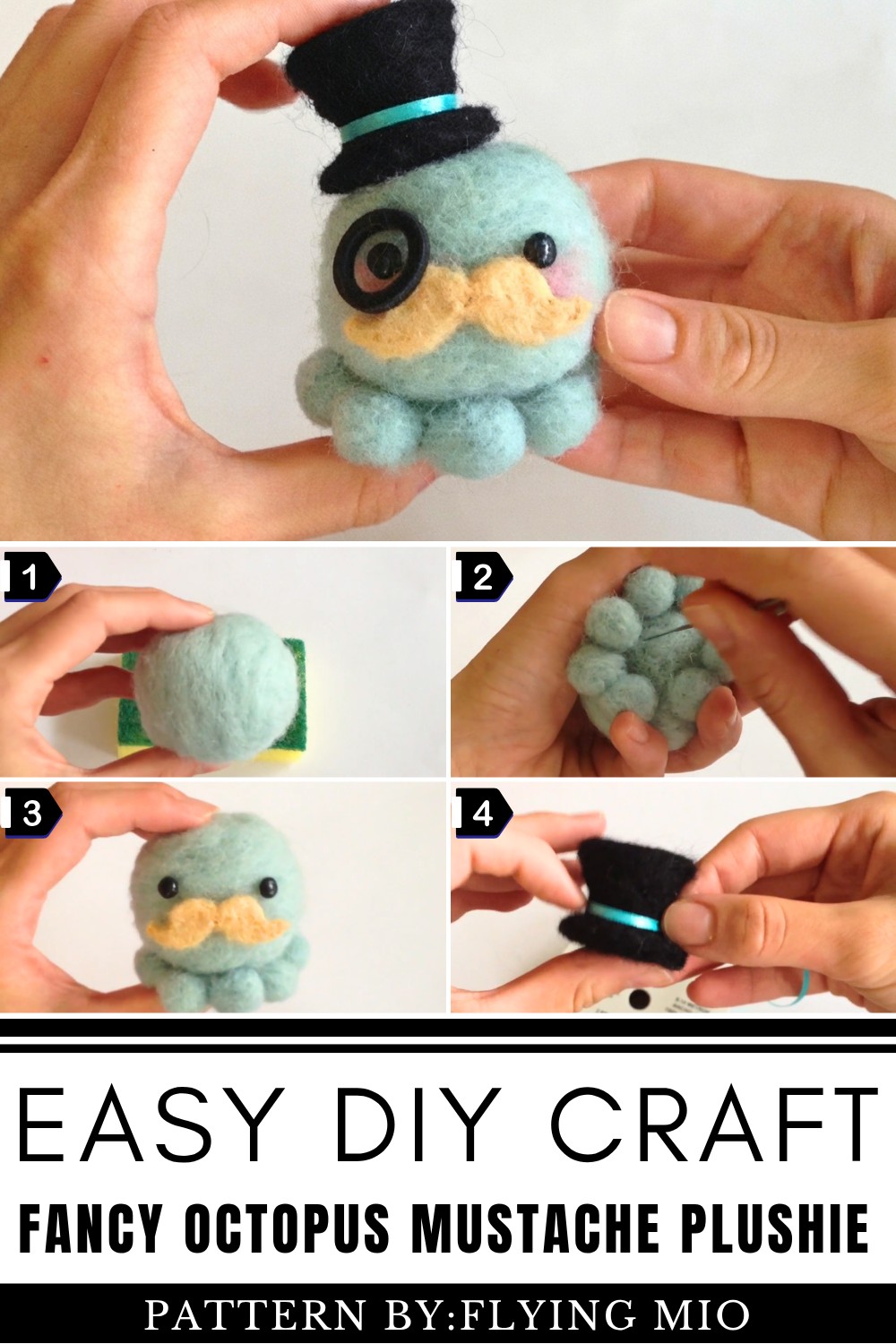 Fancy Octopus Mustache Plushie Tutorial