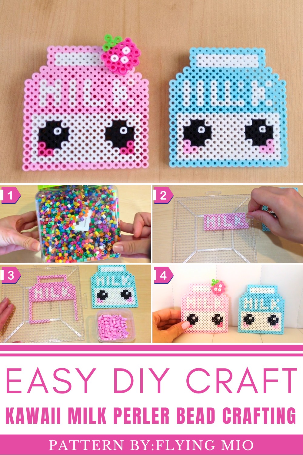Kawaii Milk Perler Bead Crafting Tutorial