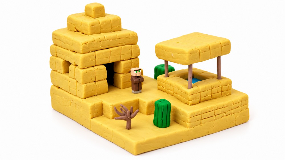 DIY Polymer Clay Minecraft Desert Village Biome Tutorial 6