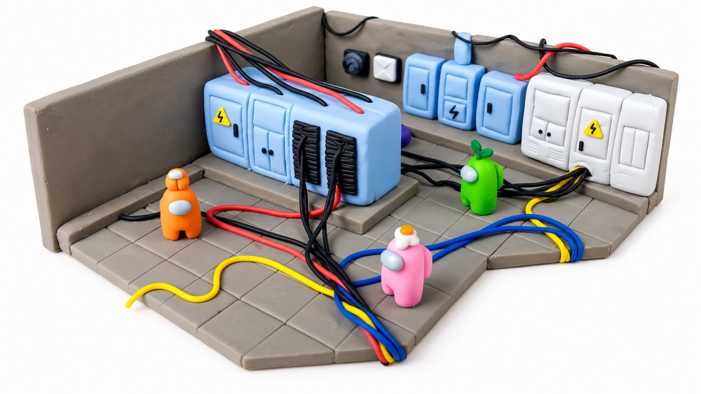 DIY Polymer Clay Among Us Electrical Room Tutorial 6