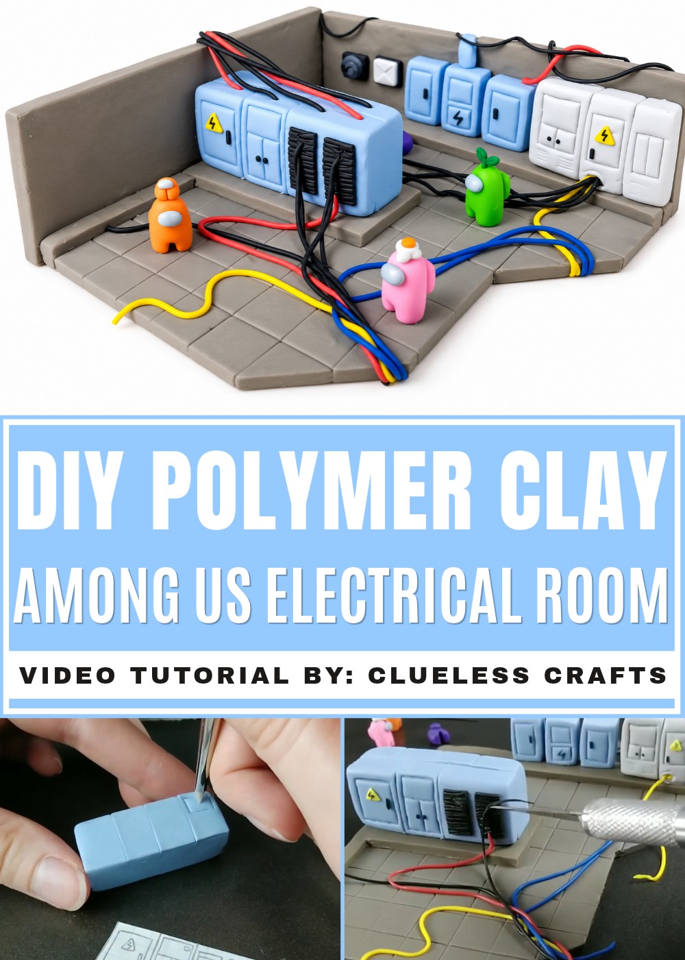 DIY Polymer Clay Among Us Electrical Room Tutorial