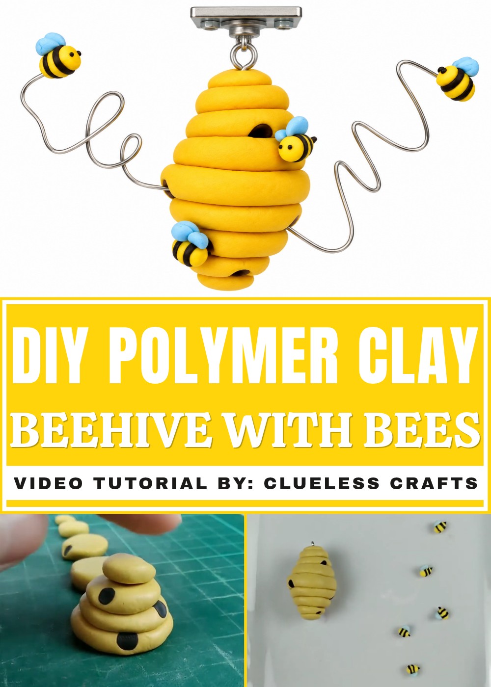 DIY Polymer Clay Beehive With Bees Tutorial