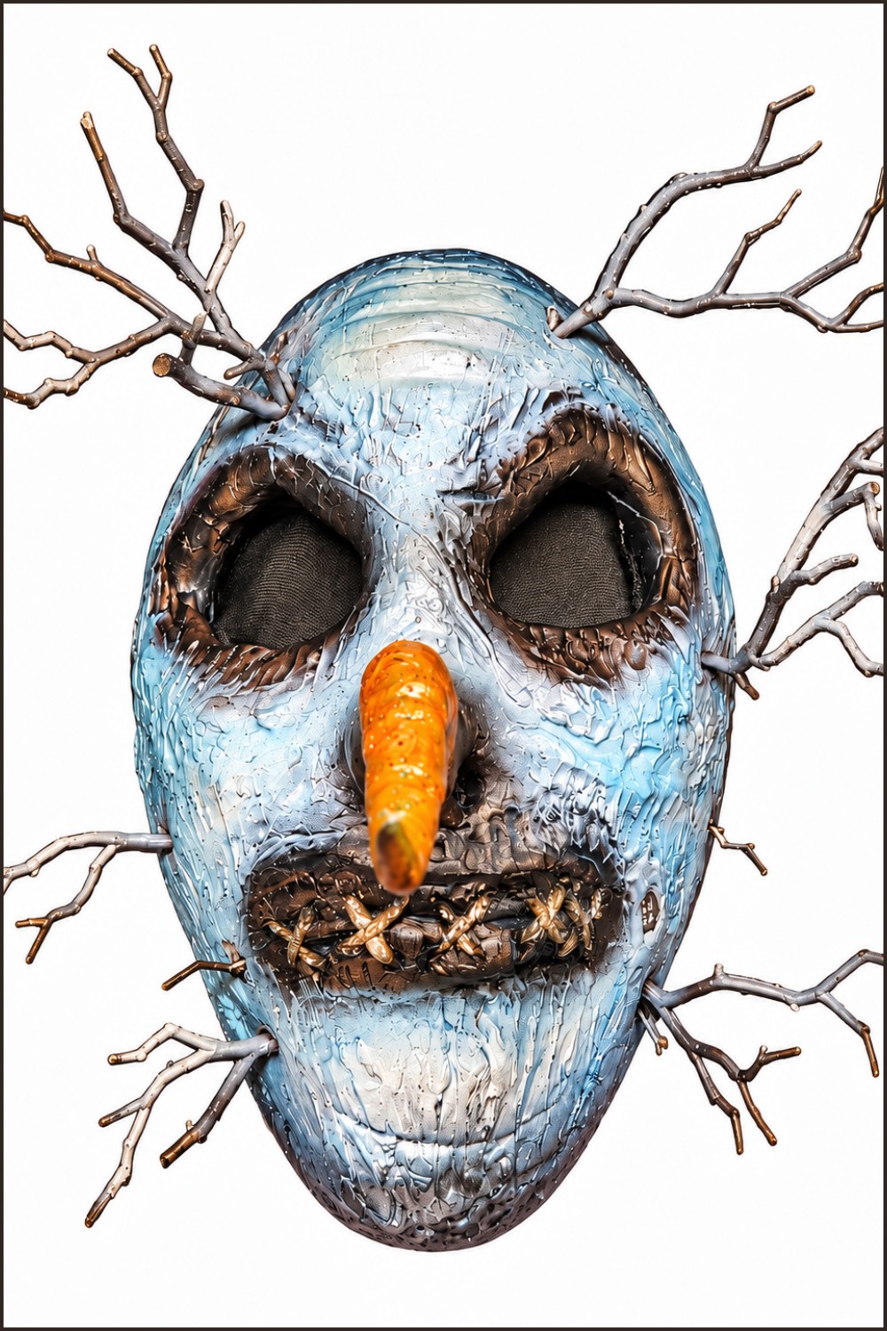 DIY Polymer Clay Creepy Snowman Mask Pattern 7