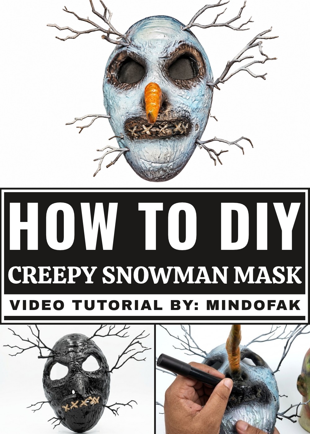 DIY Polymer Clay Creepy Snowman Mask Pattern