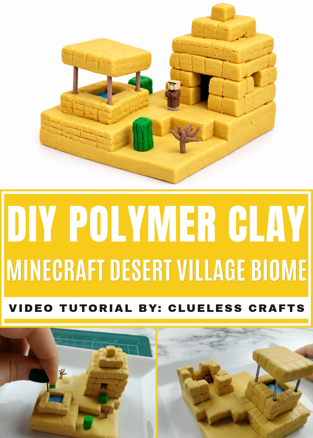 DIY Polymer Clay Minecraft Desert Village Biome Tutorial