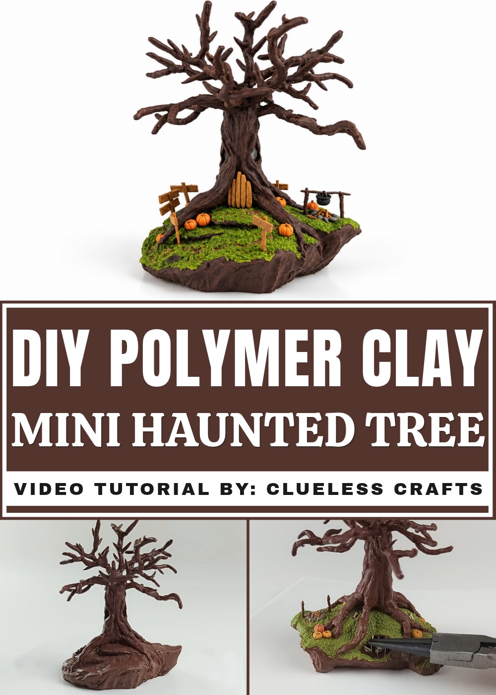 DIY Polymer Clay Mini Haunted Tree Tutorial