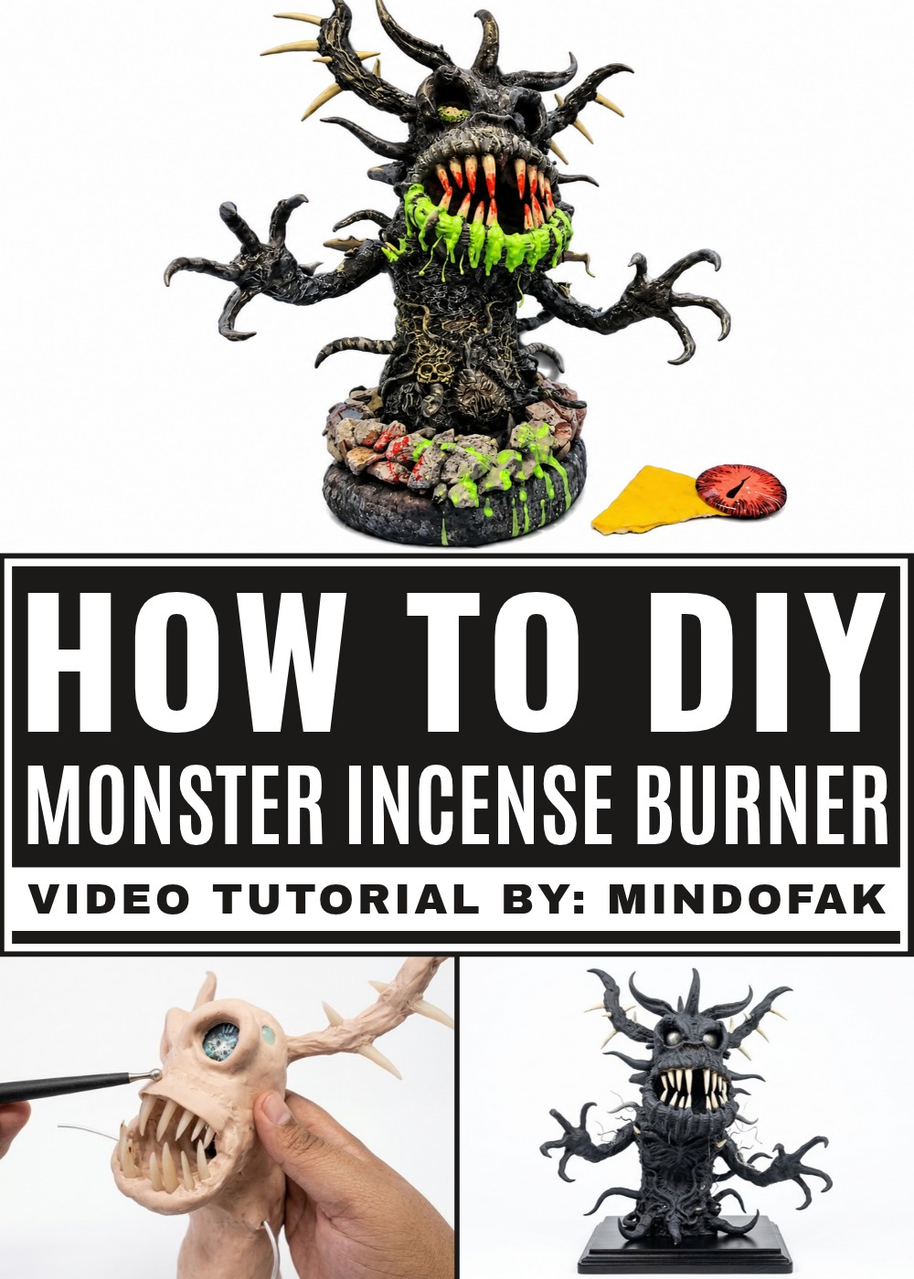 DIY Polymer Clay Monster Incense Burner Pattern