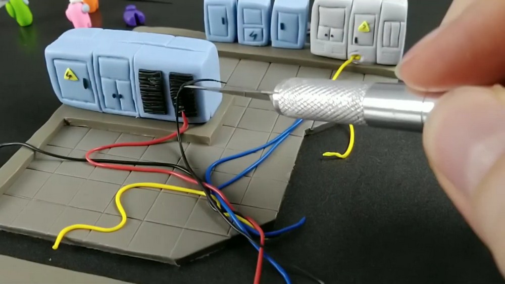 DIY Polymer Clay Among Us Electrical Room Tutorial 5