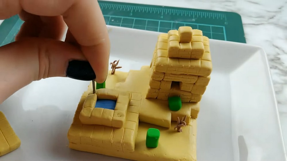 DIY Polymer Clay Minecraft Desert Village Biome Tutorial 4
