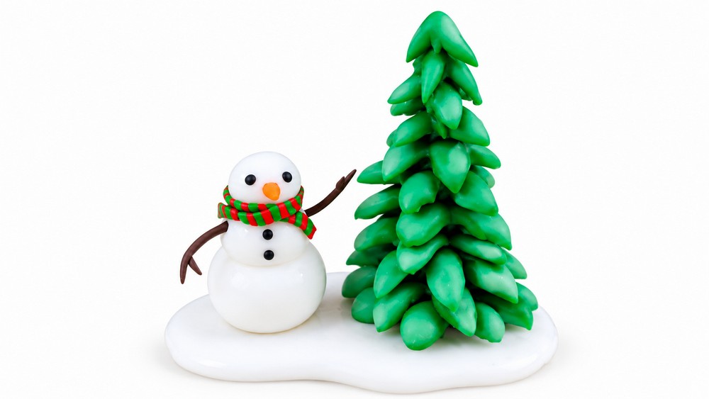 DIY Polymer Clay Snowman And Tree Tutorial 6